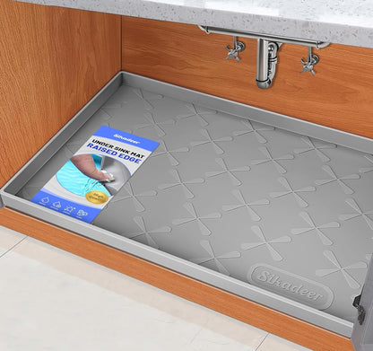 Waterproof under Sink Mat 34" X 22", Silicone Mat Kitchen Liner | Bpa-Free Silicone Tray with Raised Lip Protect Cabinets from Leaks, Versatile Home Organizer for Bathroom, Pets, Boots, Floor1