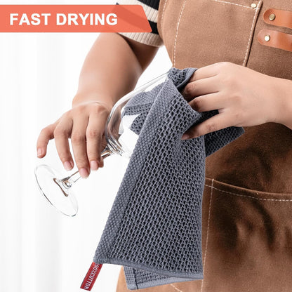 Kitchen Towels 6-Pack Kitchen Dish Cloths,100% Cotton,12X12 In,Dark Grey | Towels Waffle Weave,Ultra Soft Absorbent, Quick Drying5