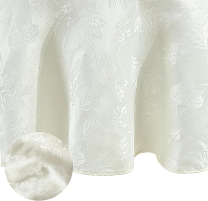 Elegant Woven Leaves Jacquard Damask Tablecloth, Ivory - 60" W X 84" L Oval1