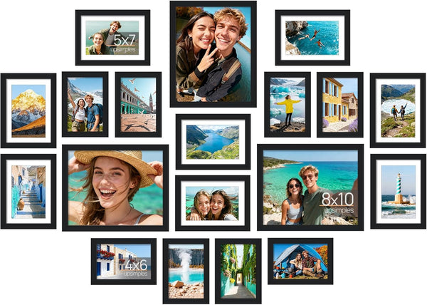 Picture Frames Set of 19, Including 8X10, 5X7, 4X6 Black Frame1