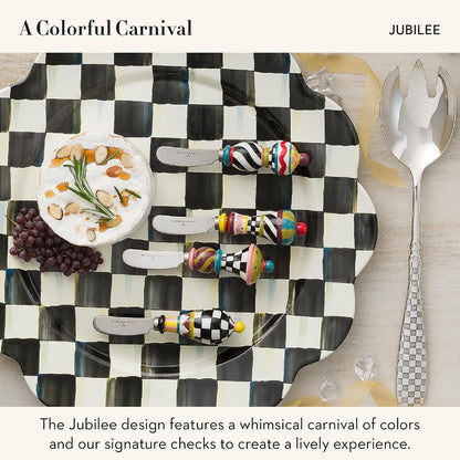 MACKENZIE-CHILDS Jubilee Canapé Knife Set | Hand-Applied Design, Made from Stainless Steel with a Dolomite Handle, Charcuterie Knives, 1.5" W X 5.5" L (Each), Set of 43