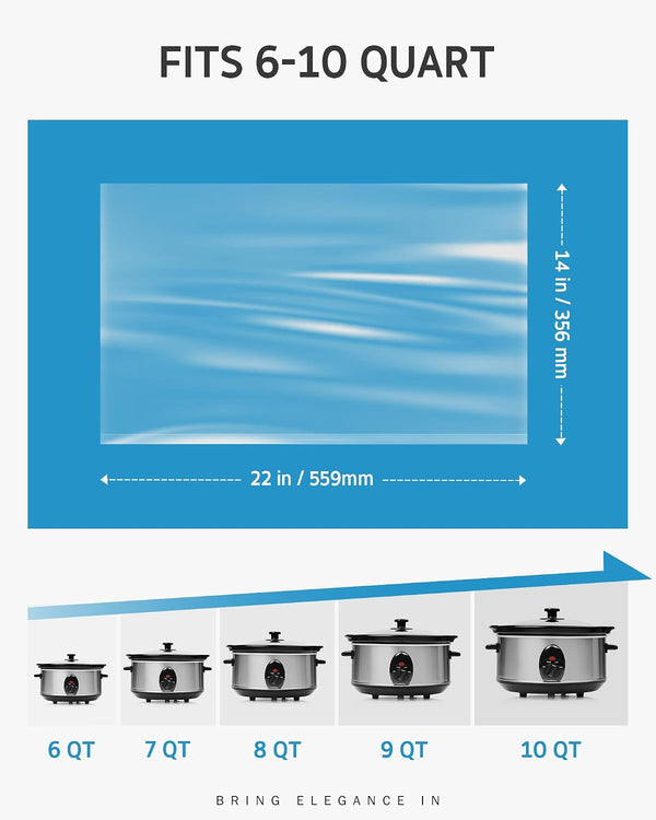 Slow Cooker Liner, 20 Pcs 14"X 22" Extra Large Size Fit 6-10 QT Pots | Disposable, Thick Cooking Bags, Bpa-Free, 100% Leak-Proof, Heat-Resistant up to 400°F, for round Oval Rectangular Pots2