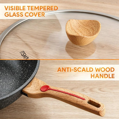 Nonstick Wok Aluminium Die-Casting Chinese Wok, Scratch Resistant with Lid and Spatula, Pfoa-Free, Dishwasher Safe & Induction Bottom,11.8 Inch,5Qt,Large Capacity6