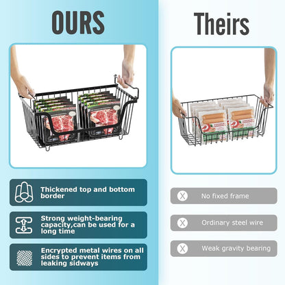 4 Pcs Stackable Wire Baskets Pantry Organizers and Storage Bins,Black4