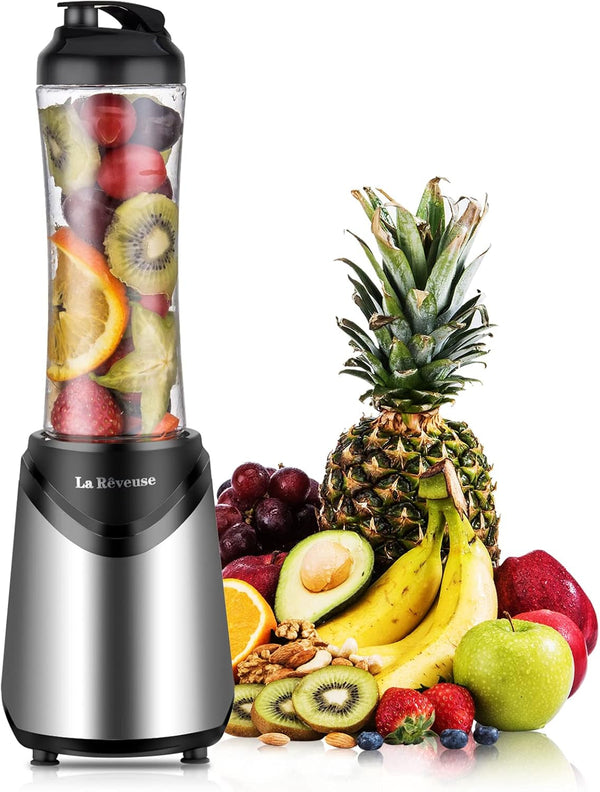 Smoothies Blender Personal Size 300 Watts with 18 Oz Bpa-Free Portable Travel Sports Bottle, Silver1