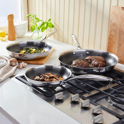 Henckels Paradigm 3-Pc Stainless Steel PTFE Nonstick Fry Pan Set2