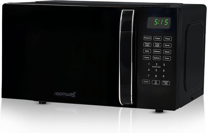 0.7 Cu Ft Microwave Countertop Small with Digital Display, 700 Watt Microwave Black Has 10 Power Levels & Auto Defrost Function Mini Microwave Oven Compact with Child Lock for Dorm, Home, Office