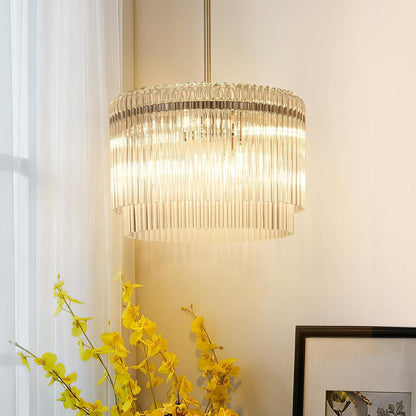 15.44" Drum Chandeliers Dining Room Brushed Nickel 6-Lights8