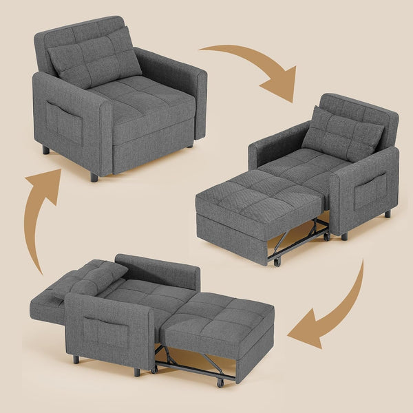 3-In-1 Convertible Sofa Bed Chair, Pullout Sleeper, Adjustable Back7