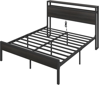 Queen Size Platform Bed Frame with Charging Station9