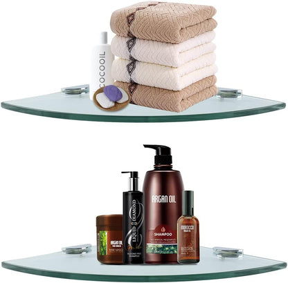 Corner Glass Shower Caddy 2 Pack 8Mm-Thick Tempered Glass Shelf No Drilling Wall Mount Corner Mounted Shelves Space Saver Adhesive Bathroom Home Shelf Shampoo Holder Organizer Strong Adhesion9