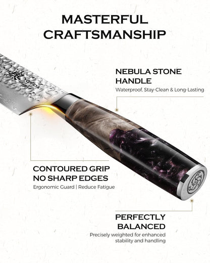 Japanese Chef Knife, 67-Layer Damascus Steel 8 Inch Kitchen Knife with AUS-10 Core, Professional Hand Forged Gyuto Knife with Gift Box, Ergonomic Handle, Ideal Valentine'S Day Gifts for Men Women7