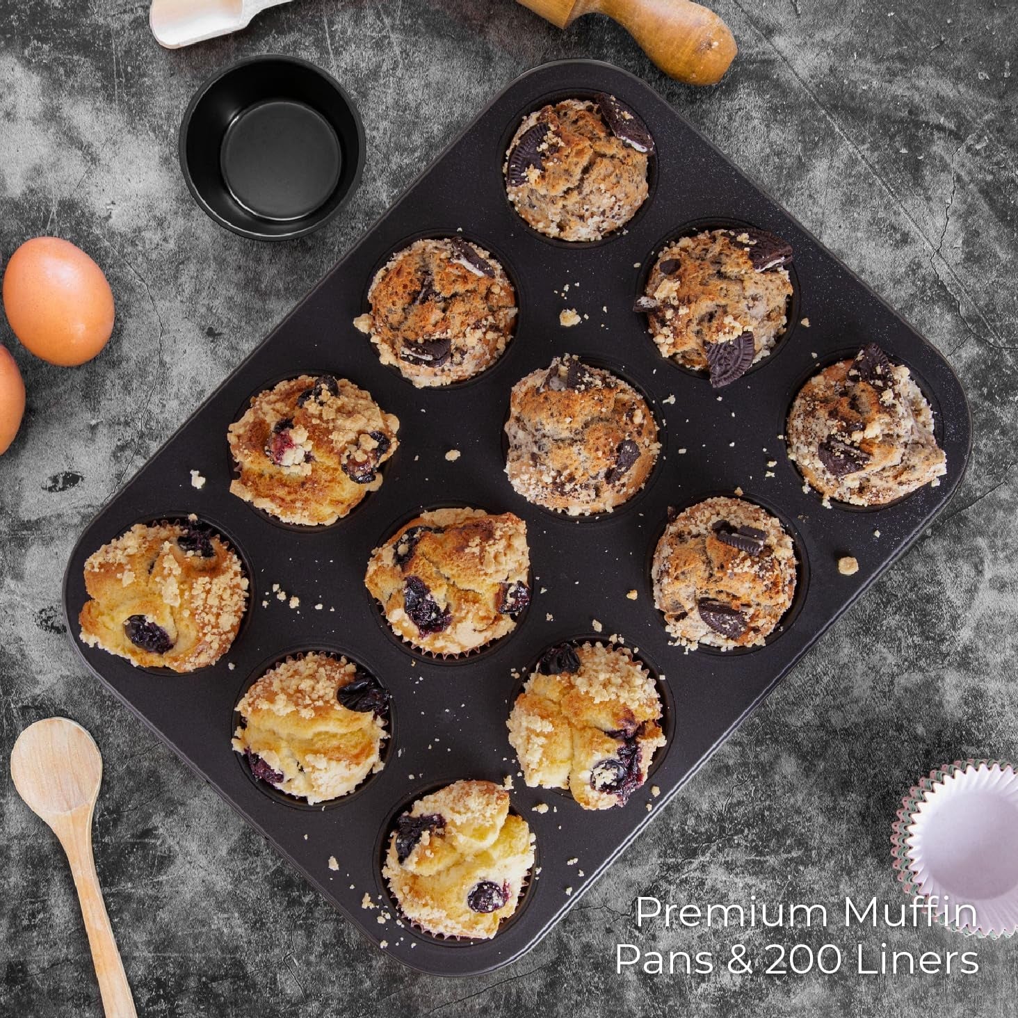 2-pack-12-cup-muffin-pan-set-carbon-steel-nonstick-cupcake-tin-includes-200-liners-durable-carbon-steel-nonstick-release-for-cupcakes-muffins-egg-bites-brownies-oven-safe-450-f