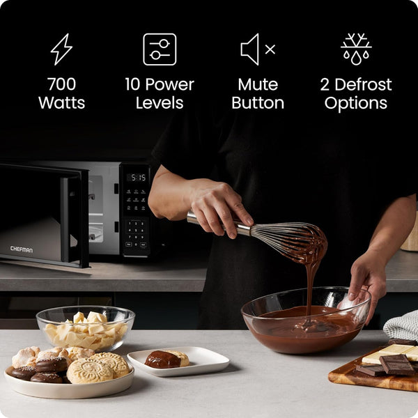 Countertop Microwave Oven 0.7 Cu. Ft., 700 Watts with 10 Power Levels, 6 Cooking Presets with One-Touch Express Cook, Eco Mode, Child Safety Lock, & Mute Button - Black2