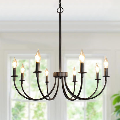 8 Light Black Farmhouse Chandelier, Dining Room Light Fixtures,1