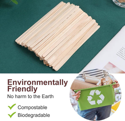 Wooden Coffee Stirrers 5.5" Coffee Stir Sticks 100 Pcs, Natural Birch round End Thick Birch Wood Eco-Friendly， Suitable for Coffee, Cocktail and Hot Drinks4