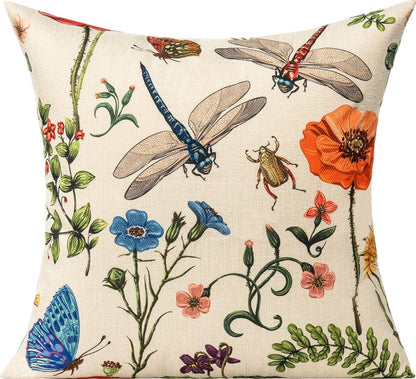 Outdoor Patio Throw Pillow Covers 18X18 Set of 4 Spring Summer Garden Flowers Farmhouse Décor outside Furniture Bench Chair Decorative Cushion Cases for Swing Deep Seat Bed Couch Sofa2