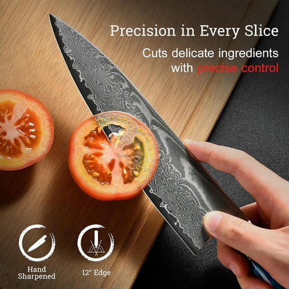 Japanese Chef Knife Set 3 Pcs, 67-Layer Damascus Kitchen Knife Set with VG10 Steel Core, Professional Sharp Damascus Knives with Ocean-Blue Ergonomic Handle, Include Elegant Cooking Gifts Box6