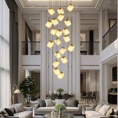 Alabaster High Ceiling Chandelier 20-Light, Modern Staircase Chandeliers H138, White Marble Large Long Chandeliers for High Ceilings Living Room Stairway Foyer Entryway7