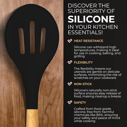 Silicone Kitchen Utensils Set, Premium Non Stick Cooking Utensils Set - 21 Pcs Wooden Handle Silicone Spatula Set 446°F Heat Resistant - Kitchen Gadgets Home Essentials8