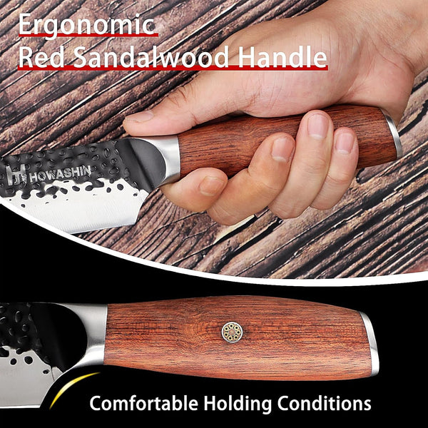 Kitchen Knife Set, German 8” Chef Knife Set Professional Rose Wood | 3 Piece, 5 Inch Utility Knife, Vg10 Japanese Steel, Paring Knife, Butcher, Sharp Knife, High Carbon Stainless Steel, No Block4