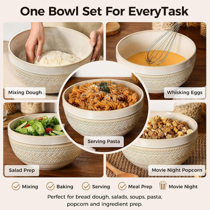 Ceramic Mixing Bowls Set of 3, Large Nesting Serving Bowls6