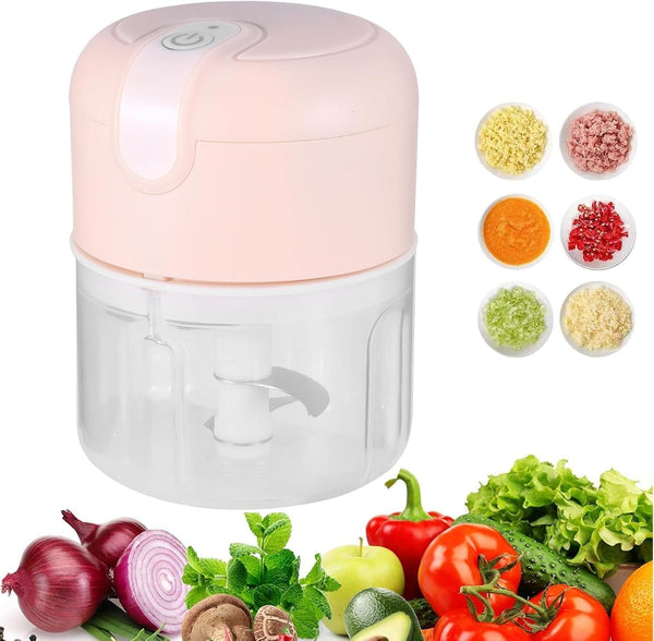 Mini Food Processor Garlic Chopper, 3 Blades Electric Veggie Vegetable Chopper, Garlic Slicer Chopper Vegetable Cutter Meat Garlic Mincer, 250Ml Portable Small USB Chopper for Chili Onion Fruit Meat1