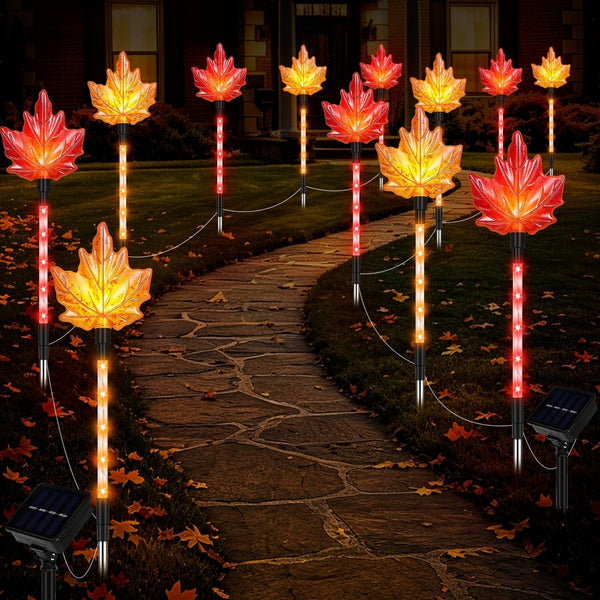 12 Pack Solar Fall Lights for Thanksgiving Day Decorations Outdoor6