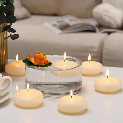36 Pack Floating Candles, 3” Ivory Unscented Dripless Wax Burning Candles, for Cylinder Vases, Weddings, Party and Holiday …5