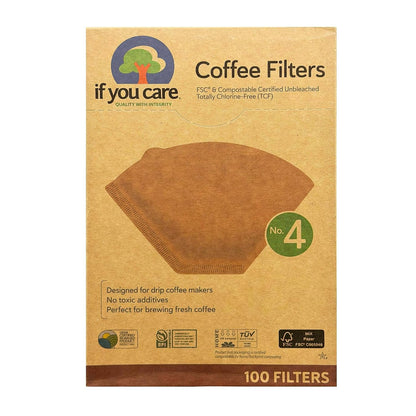 Coffee Filters No. 4 – Unbleached, Chlorine-Free Paper Filters. FSC Certified, Compostable1