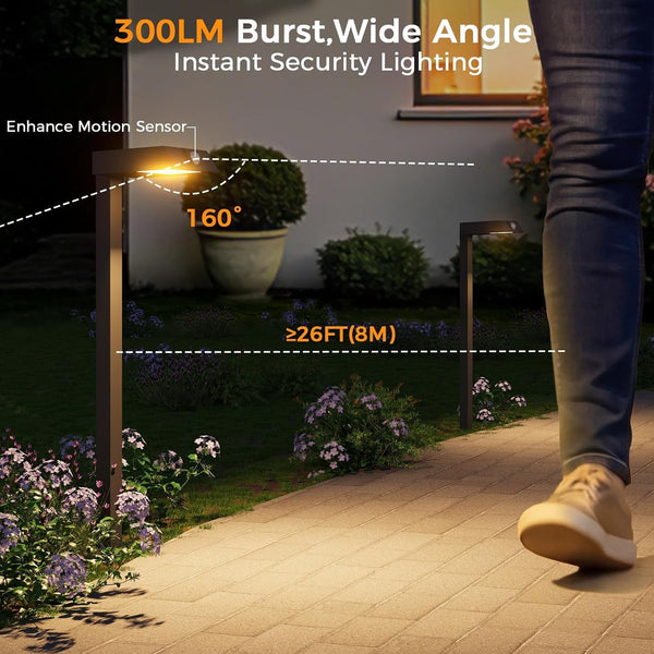 Solar Pathway Lights, 4 Pack Metal Motion Sensor Outdoor Lights6