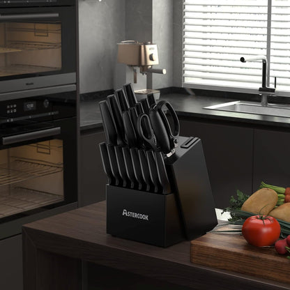 Knife Set,  21 Pieces Knife Sets for Kitchen with Block, Dishwasher Safe Kitchen Knife Set with Built-In Sharpener, German Stainless Steel Black Knife Block Set, Fathers Day Gift for Men5