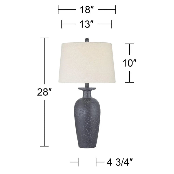 Glenwood 28" Tall 3-Way Table Lamps Set of 2 Charcoal Gray Farmhouse Rustic | Country Cottage Living Room Bedroom Bedside Nightstand House Office Home Reading Kitchen Entryway White Shade4