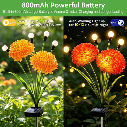 Solar Firefly Lights Outdoor Waterproof, 4 Pack Solar Flowers Swaying Lights with Flowers, Flower Light Garden Decor for outside Yard Patio Halloween Christmas, Gifts for Women Grandma3