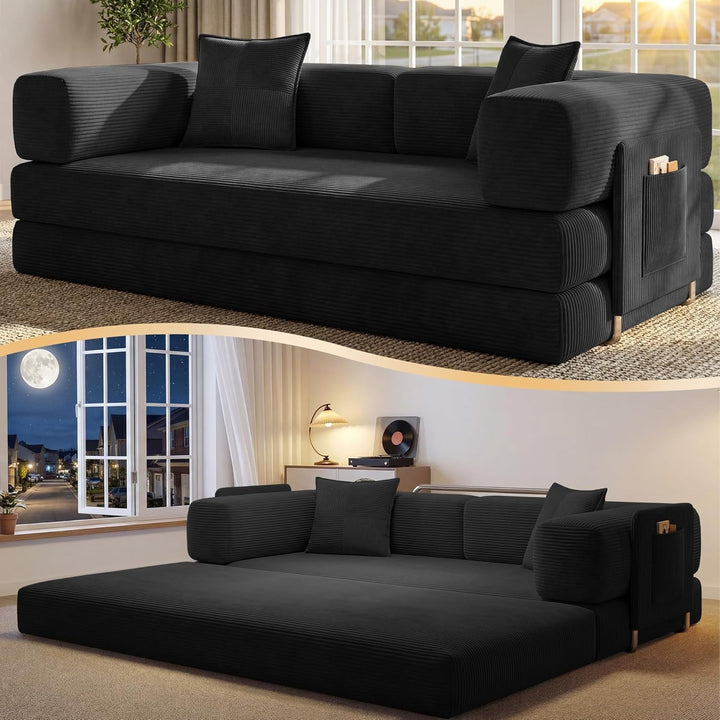 78.8" Convertible Futon Sofa Bed, Boneless Couch for Living Room