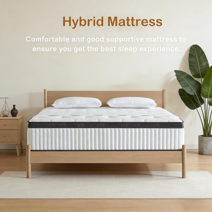 Full Size Mattress, 12 Inch Full Hybrid Mattresses with Memory Foam and Individual Pocket Spring for Motion Isolation, Pressure Relief, Medium Firm Mattress in a Box, 54 * 75 * 123