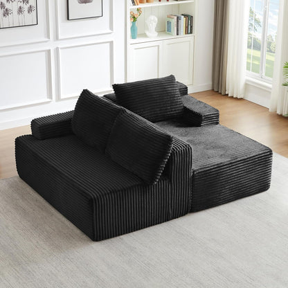 96" L Shaped Sectional Sofa Boneless Cloud Couch for Living Room - Corduroy Memory Foam Modular Sofa Compression Couches with Deep Seat for Living Room Bedroom, No Assembly9