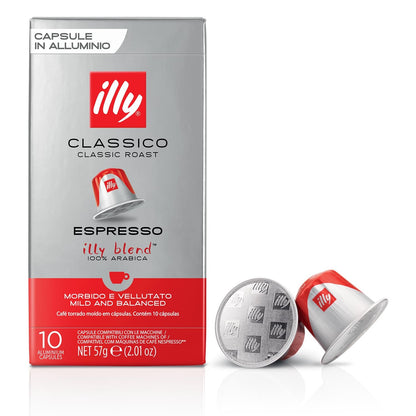 Illy Espresso Compatible Capsules - Single-Serve Coffee Capsules & Pods - Classico Roast - Notes of Caramel, Orange Blossom & Jasmine Coffee Pods - for Nespresso Coffee Machines – 10 Count1