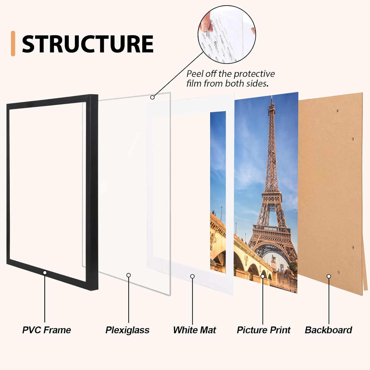 8x10-picture-frame-set-of-12-with-plastic-cover-pvc-black