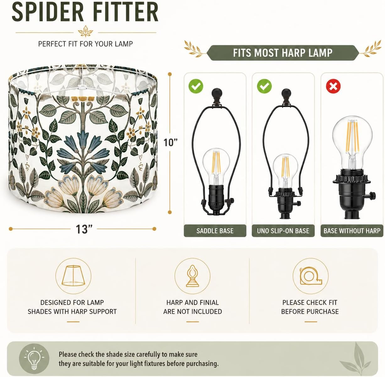 lamp-shades-set-of-2-blue-floral-drum-shades-13-x-13-x-10-inch-spider-fitter-assembly-required-durable-fabric-with-metal-frame-fits-table-and-floor-lamps