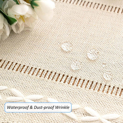 Rectangle Table Cloth Rustic Farmhouse Tablecloth Heavy Duty Cotton Linen Waterproof Wrinkle Free Table Cloths for Kitchen and Dining Room-Hollow Ivory-Rectangle, 54"X102", 8-10 Seats6