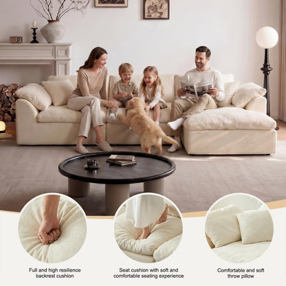 109" Boneless Cloud Couch Sectional for Living Room, Oversized Modular L Shaped Sofa with Ottoman, Deep Seat Chenille Sectional Couch, Convertible Sofa Bed for Ultimate Comfort(Lvory White)7