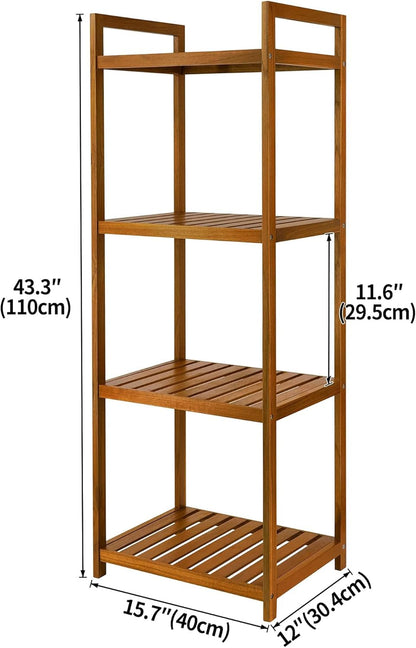 Teak Wood Bathroom Shelf Organizer Stand, Standing Shower Caddy3