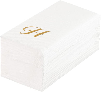 Disposable Paper Napkins 50 Count 15.75 X 7.87 Inches Linen-Feel Airlaid Napkins Compostable Absorbent Gold Printed Napkins for Elegant Events1