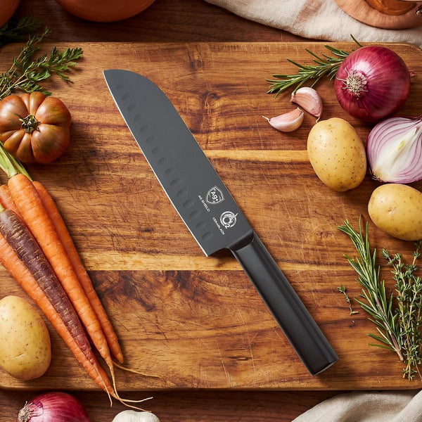 ® Black Blade 7 Inch Santoku Knife with Agshield™ & Cerablack™ Technology, Rust-Resistant & Easy-Clean Finish, Japanese Style Hollow Edge for Dicing & Mincing7