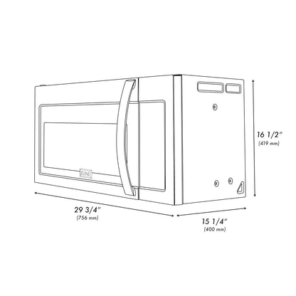 ZLINE over the Range Convection Microwave Oven in Black Stainless Steel with Modern Handle and Sensor Cooking9