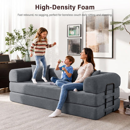 79" Convertible Sofa Bed, Boneless Sleeper Futon Couch for Living Room2