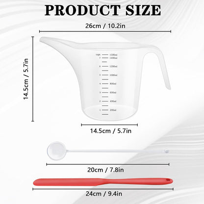 4 Pack 1500Ml/50Oz Long Spout Funnel Pitcher with Stirring Rods – Measuring Cups for Resin, Paint, Epoxy, Crafts, Soap Making, Durable and Easy to Pour, Great for Mixing, Measuring, Transfer Tasks3