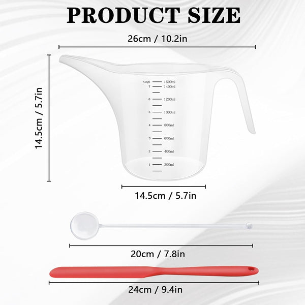 4 Pack 1500Ml/50Oz Long Spout Funnel Pitcher with Stirring Rods – Measuring Cups for Resin, Paint, Epoxy, Crafts, Soap Making, Durable and Easy to Pour, Great for Mixing, Measuring, Transfer Tasks3
