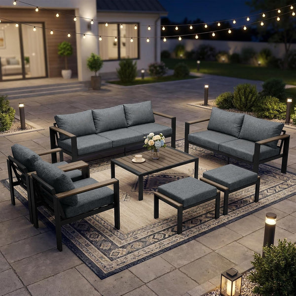 Outdoor Patio Furniture Set 9 Seats Aluminum Conversation Set3